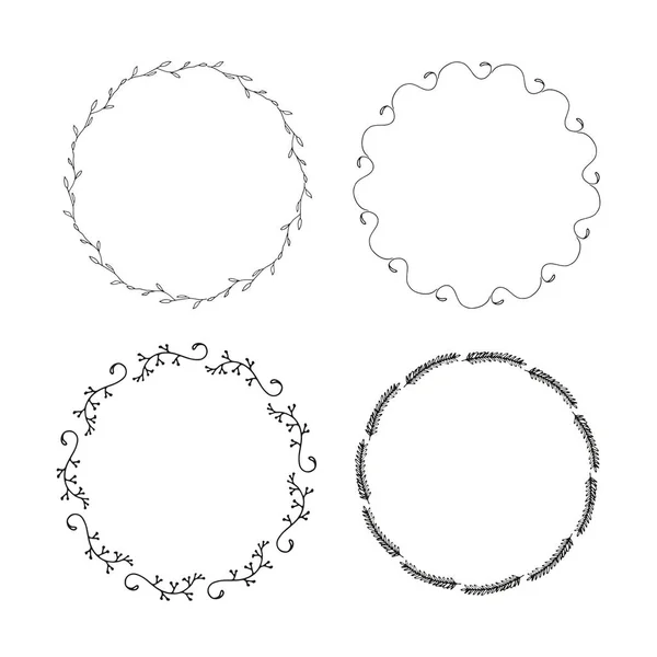 Handdrawn Στοιχεία Για Λογότυπο Κύκλους Απομονωμένα Λευκό Φόντο Και Εύκολο — Διανυσματικό Αρχείο
