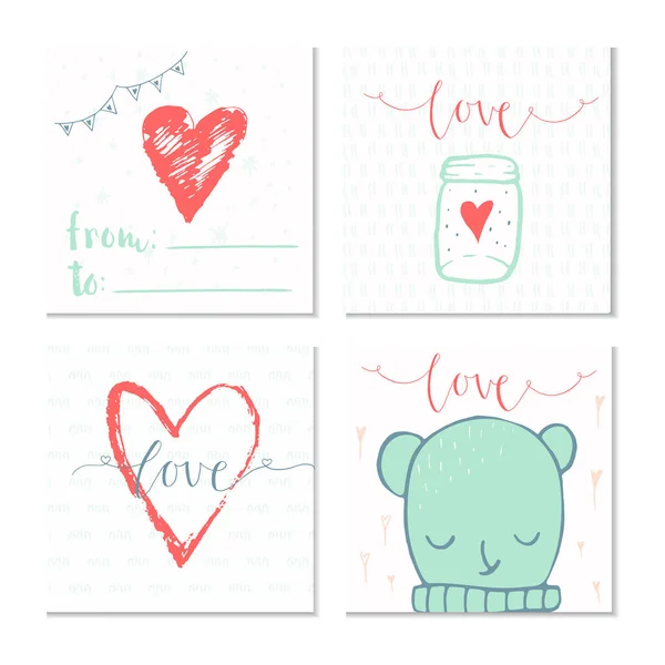 Ημέρα Του Αγίου Βαλεντίνου Δώρο Κάρτα Καρδιά Και Γράμματα Αγάπης — Διανυσματικό Αρχείο