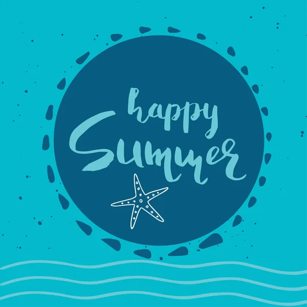 Krásné Letní Plakát Nápisem Ručně Kreslené Šablona Pro Plachty Tropické — Stockový vektor