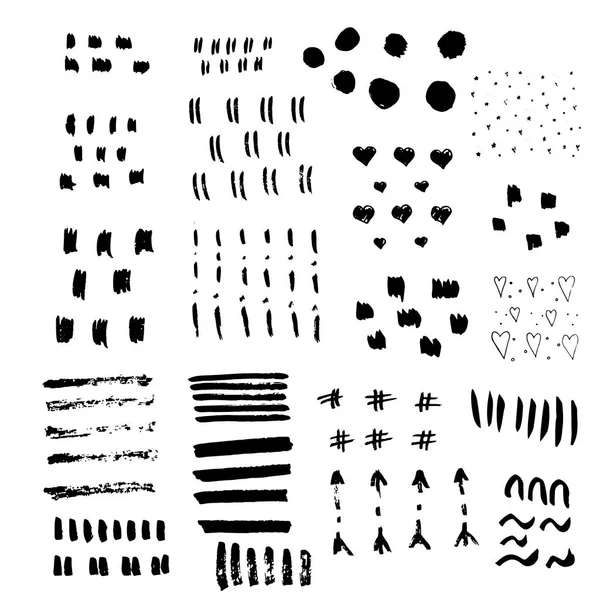 Set Garabatos Dibujado Mano Vectorial Hecho Con Tinta Texturas Mano — Vector de stock