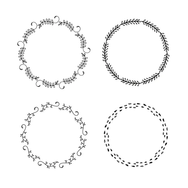 Handdrawn Στοιχεία Για Λογότυπο Κύκλους Απομονωμένα Λευκό Φόντο Και Εύκολο — Διανυσματικό Αρχείο