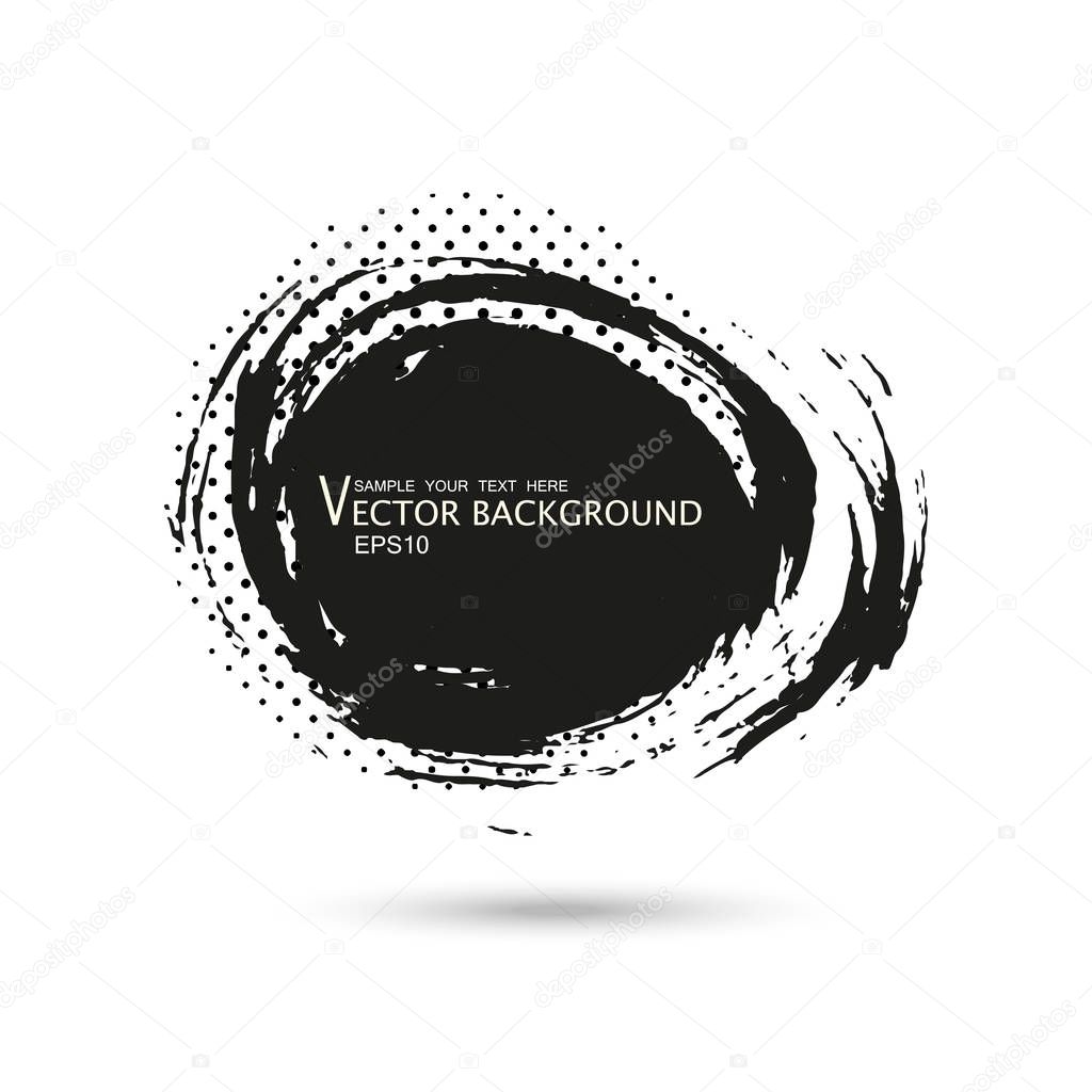 Vector illustration of Black brush stain texture on Halftone design