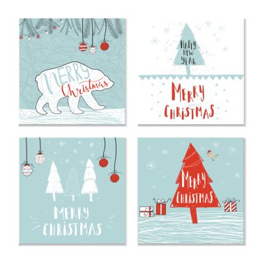 Bir dizi Noel tebrik kartı.
