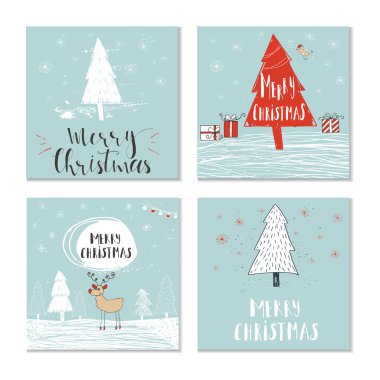 Bir dizi Noel tebrik kartı.