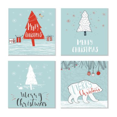 Bir dizi Noel tebrik kartı.