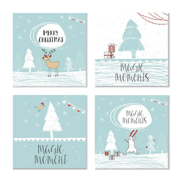 Conjunto de tarjetas de felicitación de Navidad — Vector de stock