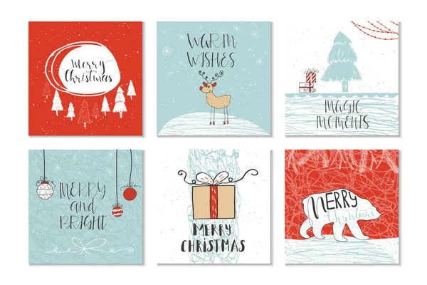 Set Van Leuke Kerst Gift Cards Met Citaat Merry Christmas — Stockvector