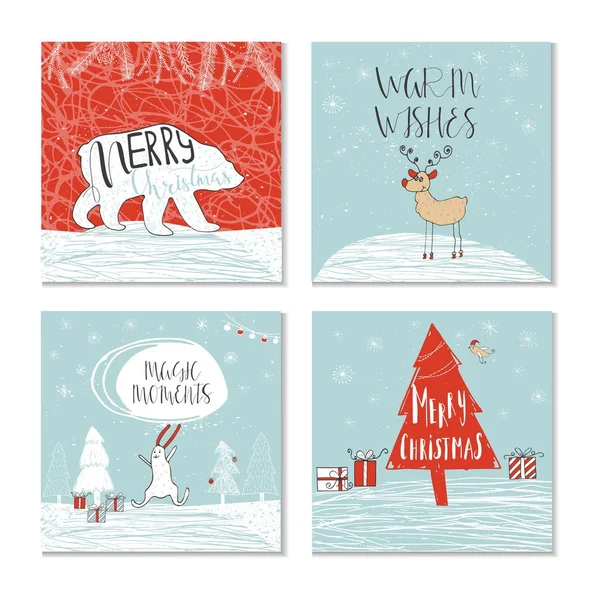 Set of Christmas greeting cards — Stock Vector