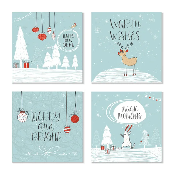 クリスマスのグリーティングカードのセット — ストックベクタ