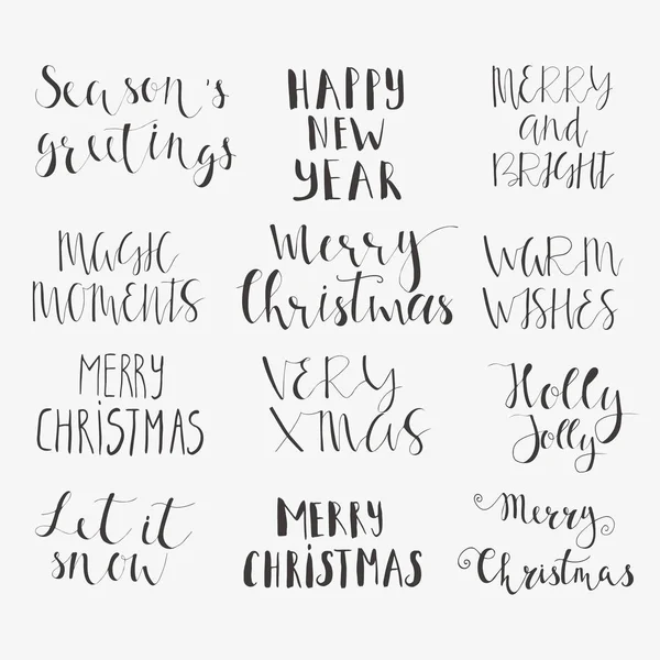 Harika ve eşsiz el yazısı Noel tatil tebrik kartları için istiyor. Handdrawn yazı. Noel ve yeni yıl kartı tasarım öğeleri.