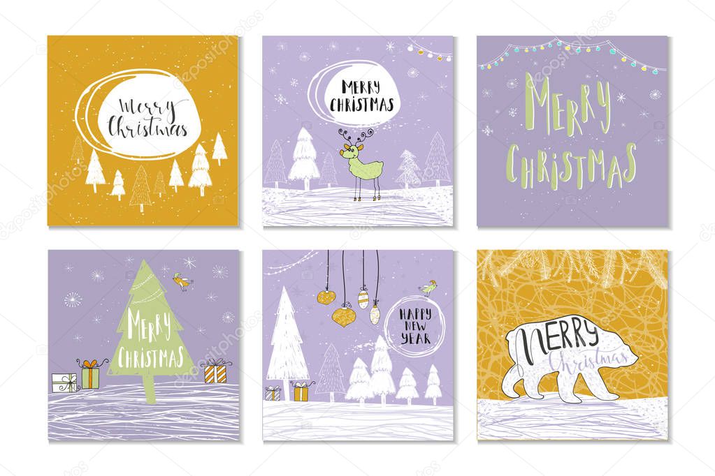 set of Christmas greeting cards