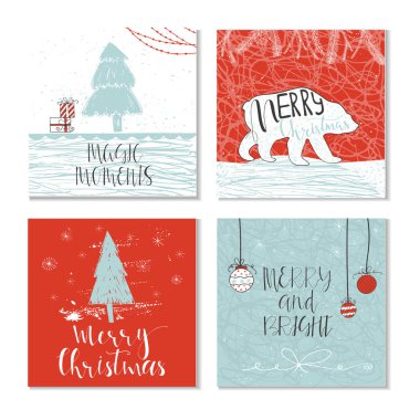 Bir dizi Noel tebrik kartı.