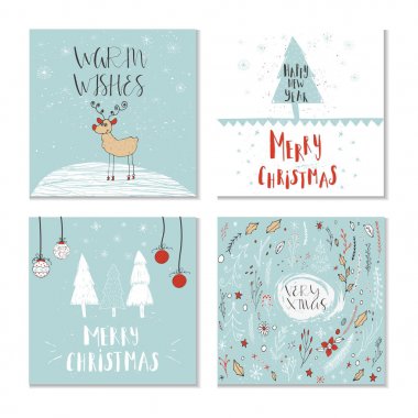 Bir dizi Noel tebrik kartı.