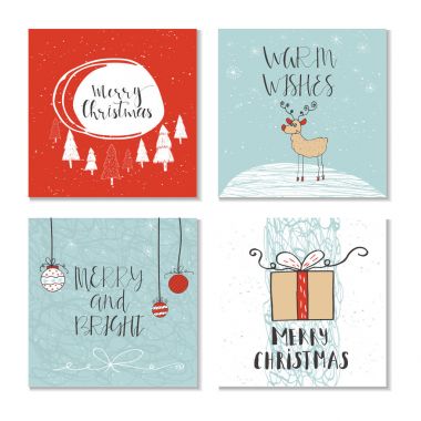 Bir dizi Noel tebrik kartı.