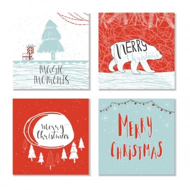 Bir dizi Noel tebrik kartı.