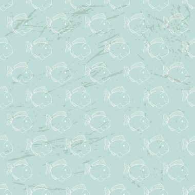 Özgün Dikişsiz desen tasarım yüzeyi, tekstil, duvar kağıdı, ambalaj, kartları, Hediyelik Etiketler, ambalaj kağıdı, tuval çanta, t-shirtler, hurda kitap kolajlar balıkla düğün davet ediyor. Vektör çizim 