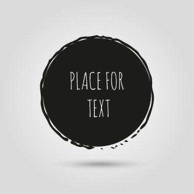 Grunge yaratıcı etiket daire için logo, boyalı, marka. Siyah fırça leke dokusu. Vektör çizim.
