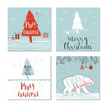 Bir dizi Noel tebrik kartı.