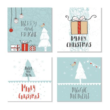 Bir dizi Noel tebrik kartı.