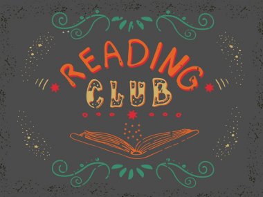 Vektör çizim çizilmiş yazı ile. Club yazıt davet ve tebrik kartı, promosyon kartı, parmak, el ilanı, kapak ve posterler için okuma. Karanlık tebeşir arka plan.