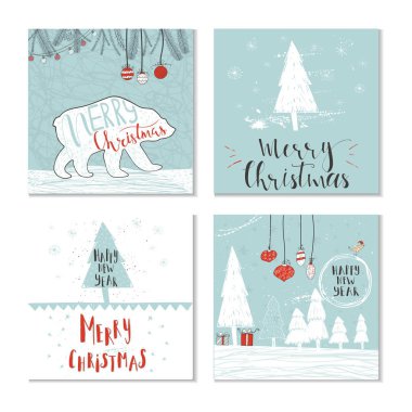 Bir dizi Noel tebrik kartı.