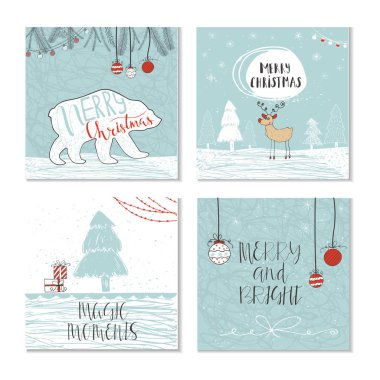 Bir dizi Noel tebrik kartı.