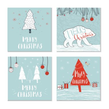 Bir dizi Noel tebrik kartı.