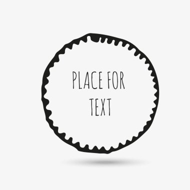 Grunge yaratıcı etiket daire için logo, boyalı, marka. Siyah fırça leke dokusu. Vektör çizim.