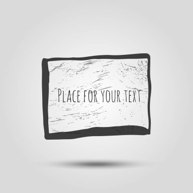 El grunge fırça kare kare metin veya teklif için gri arka plan üzerine çekilmiş.