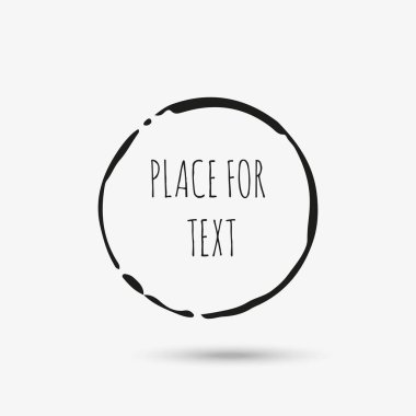 Grunge yaratıcı etiket daire için logo, boyalı, marka. Siyah fırça leke dokusu. Vektör çizim.