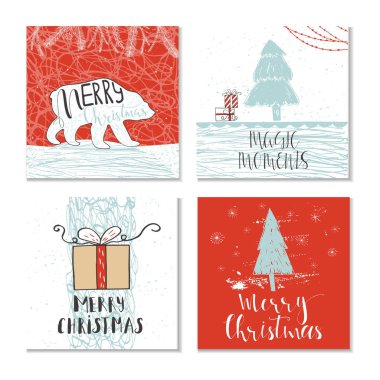 Bir dizi Noel tebrik kartı.