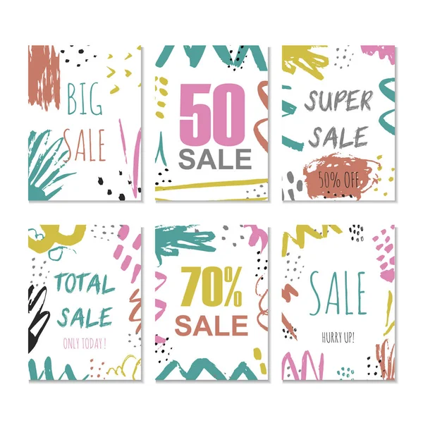 Set di 6 carte sconto design — Vettoriale Stock