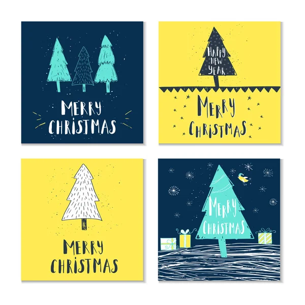 Conjunto de tarjetas de felicitación de Navidad — Vector de stock