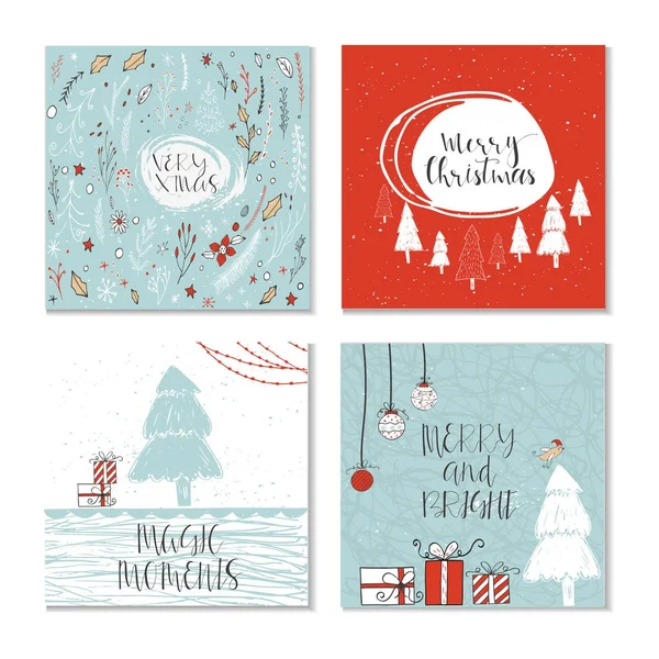 Conjunto de tarjetas de felicitación de Navidad — Vector de stock