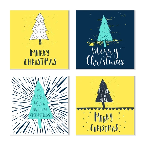 Conjunto de tarjetas de felicitación de Navidad — Vector de stock