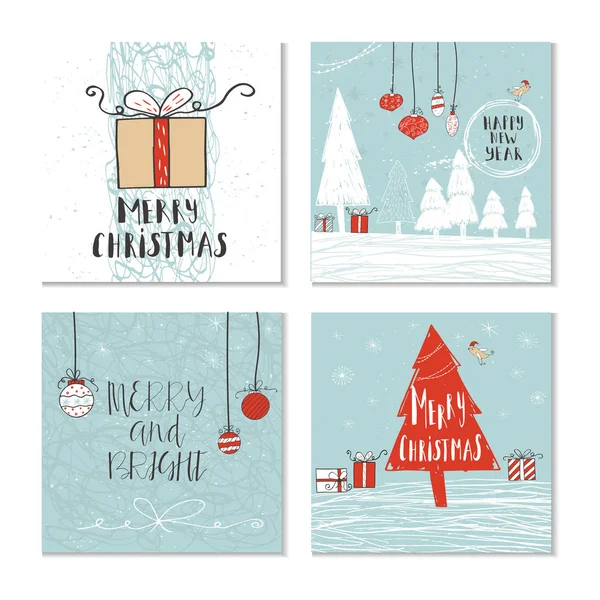 クリスマスのグリーティングカードのセット — ストックベクタ
