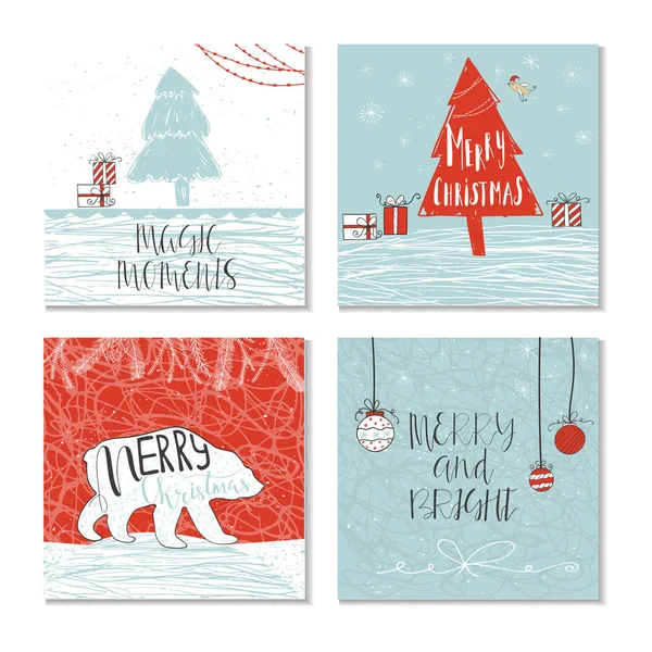 Set of Christmas greeting cards — Stock Vector