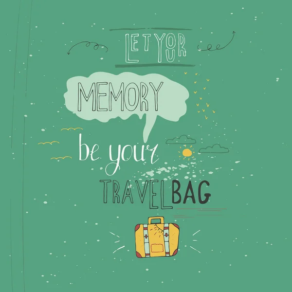 Αφήστε Μνήμη Σας Σας Τσάντα Ταξιδιού Εκλεκτής Ποιότητας Διάνυσμα Εμπνευσμένο — Διανυσματικό Αρχείο