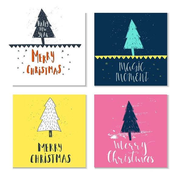 Conjunto de tarjetas de felicitación de Navidad — Vector de stock