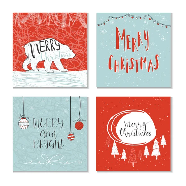 Set of Christmas greeting cards — Stock Vector