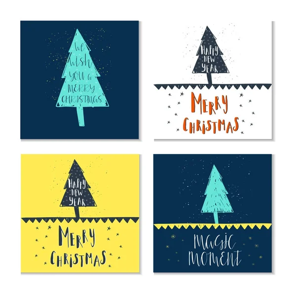 Conjunto de tarjetas de felicitación de Navidad — Vector de stock