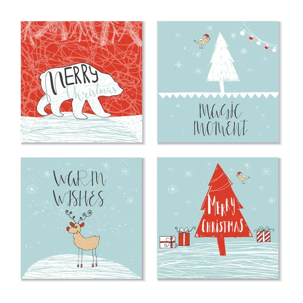 Conjunto de tarjetas de felicitación de Navidad — Vector de stock