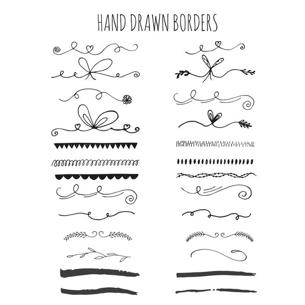 Collection of hand drawn borders. 