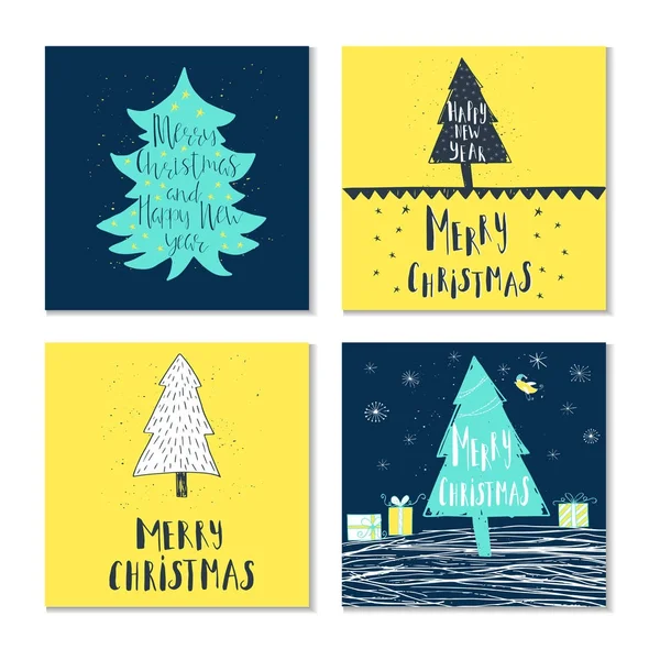 Conjunto de tarjetas de felicitación de Navidad — Vector de stock