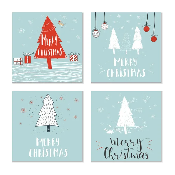 Conjunto de tarjetas de felicitación de Navidad — Vector de stock