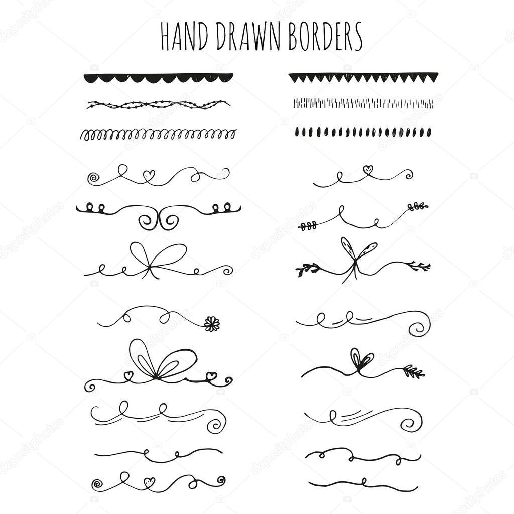 Collection of hand drawn borders. 