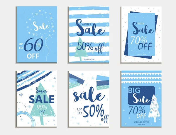 Winter Sociale Media Verkoop Banners Advertenties Website Sjabloon Collectie Kerst — Stockvector