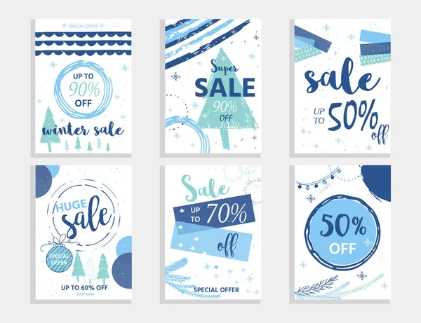 Winter Sociale Media Verkoop Banners Advertenties Website Sjabloon Collectie Kerst — Stockvector