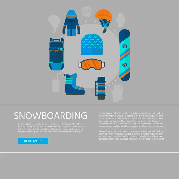 Zimowa Kolekcja Ikony Sport Narty Snowboard Ustawiony Sprzęt Pojęcia Projekt — Wektor stockowy