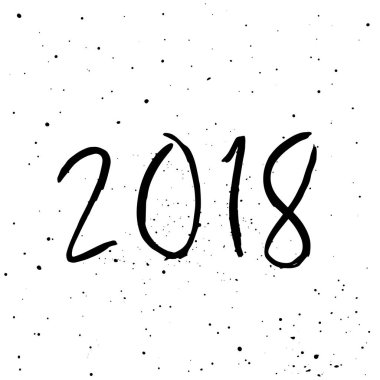 Harika ve eşsiz el yazısı Noel tebrik kartı, davet, afiş. El yazı çekilmiş. Mutlu yeni yıl 2018 tasarım öğeleri.